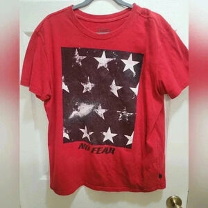 No Fear Stars Mens Size L Large Red Short Sleeve T-Shirt